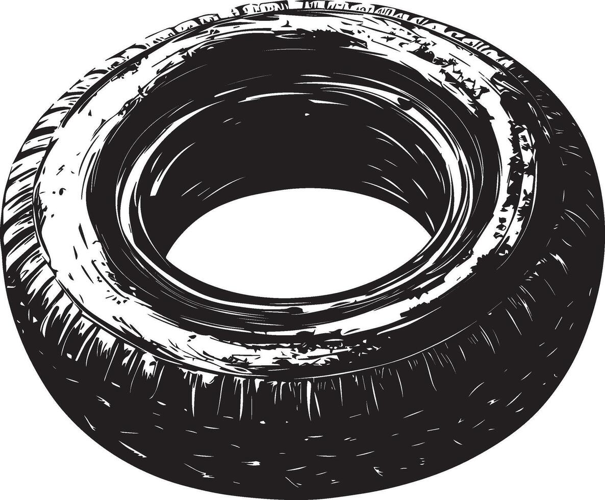 Old tire clean simple silhouette black vector
