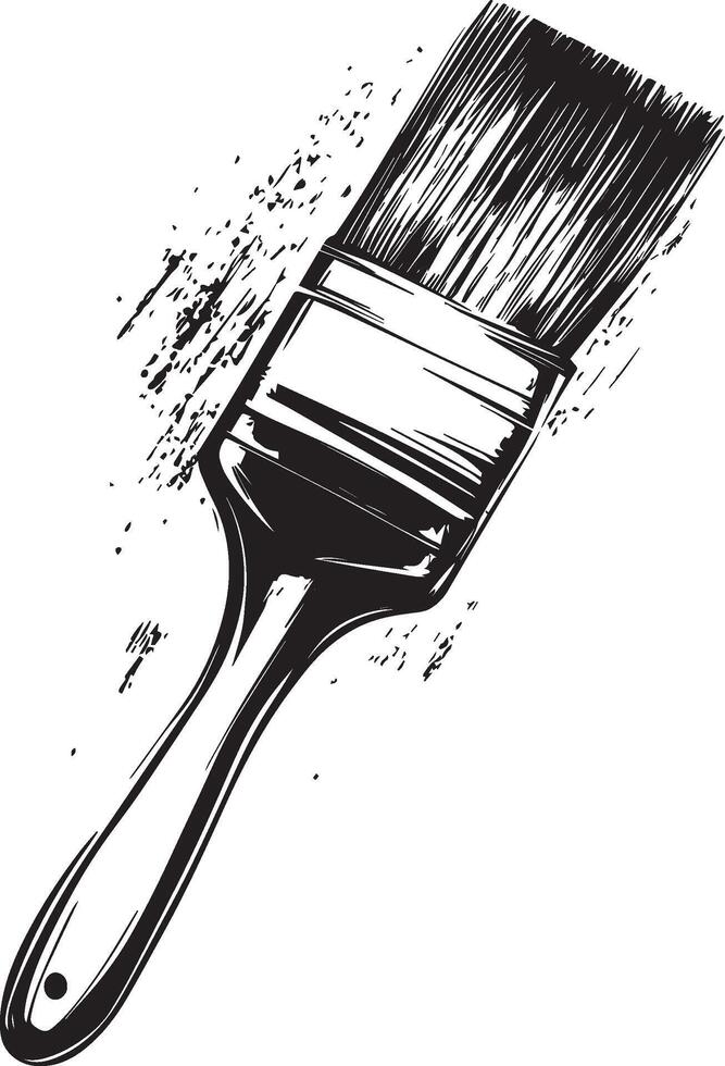 Paint brush clean simple outline black vector