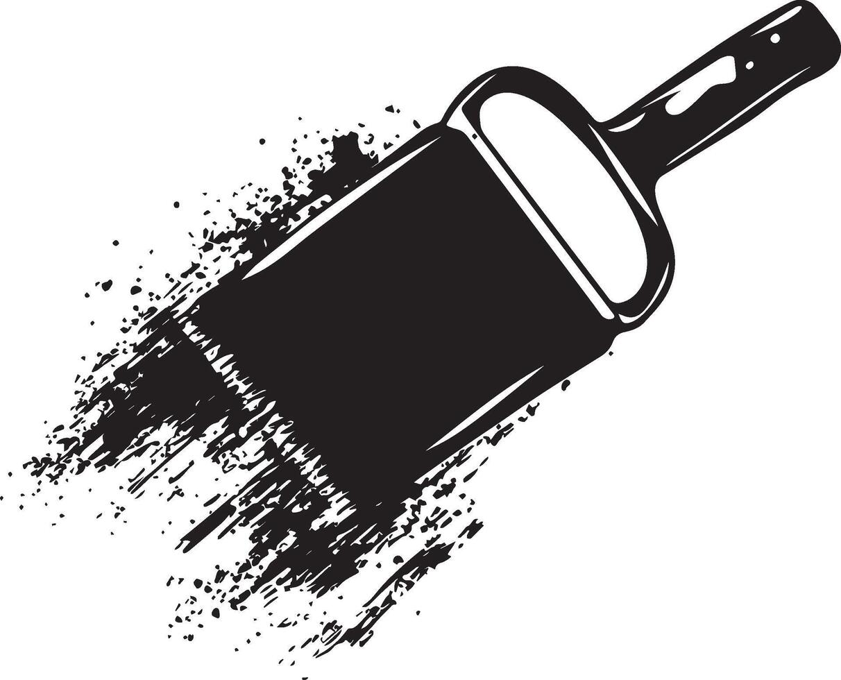 Paint roller brush clean simple silhouette black vector