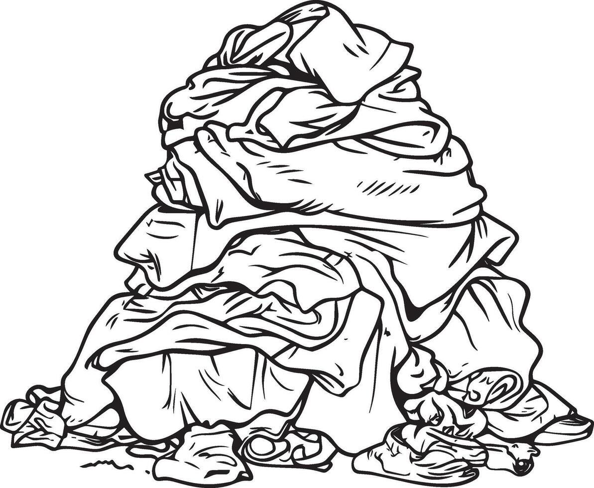 Heap of mess clothes clean simple outline black vector
