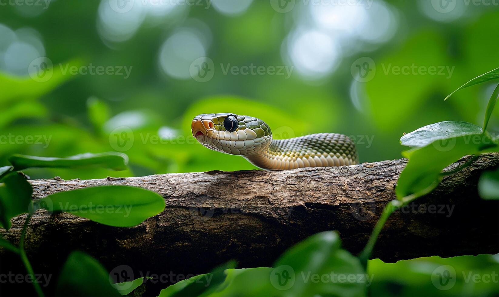 Snake in tree, blank space photo