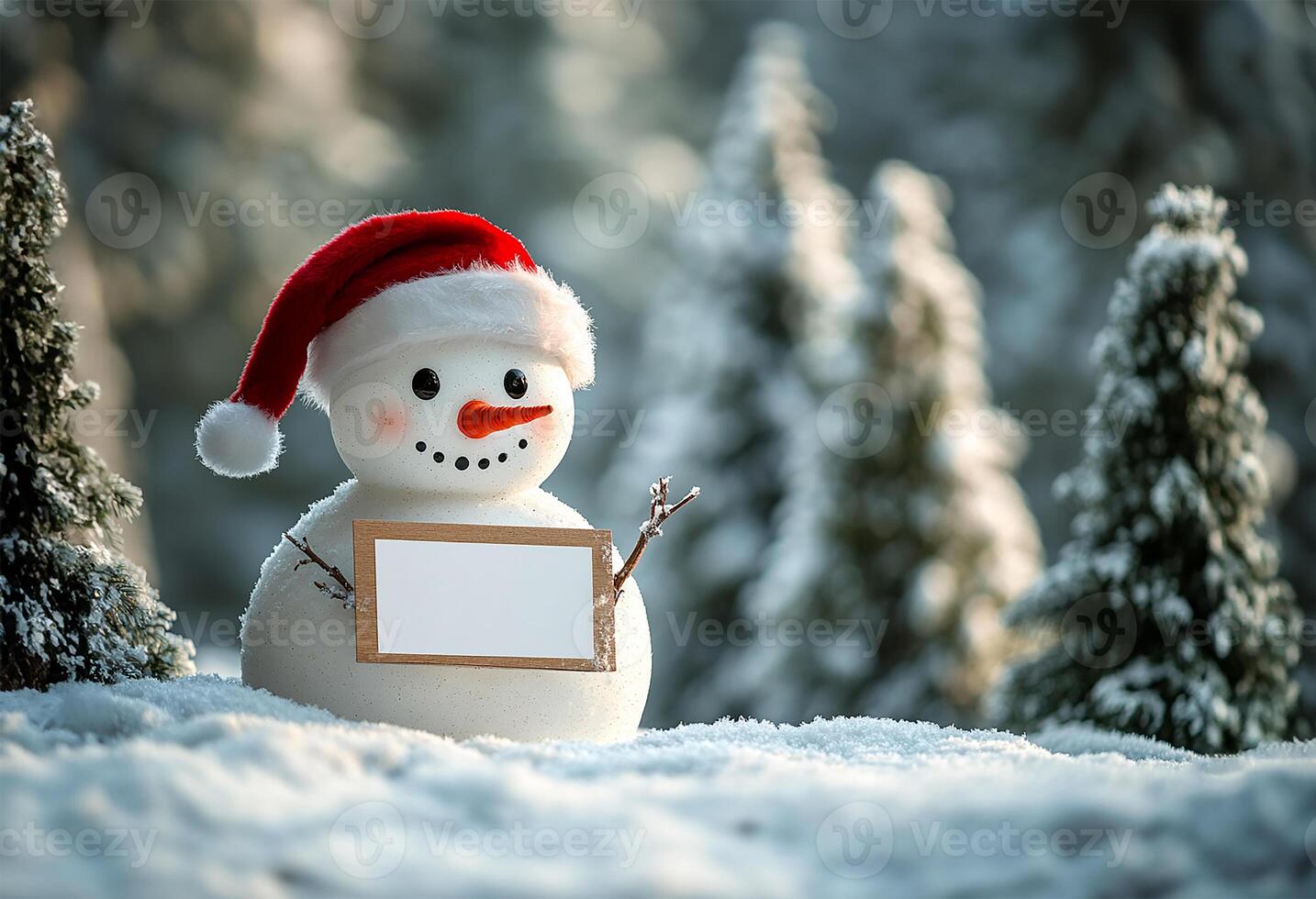 Christmas snowman, red hat, isolated photo