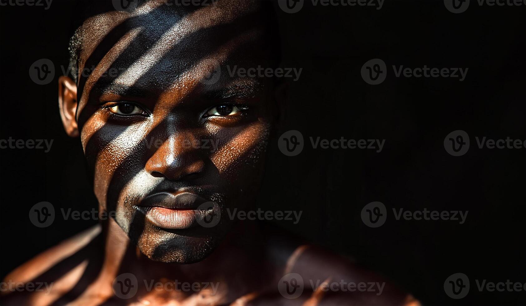 Striking shadows, black man portrait photo