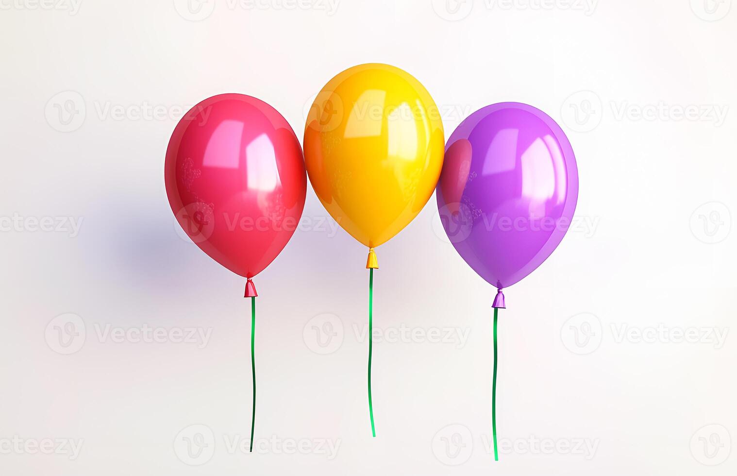Scenery of red, purple, and yellow-colored lace balloons for happy birthday photo