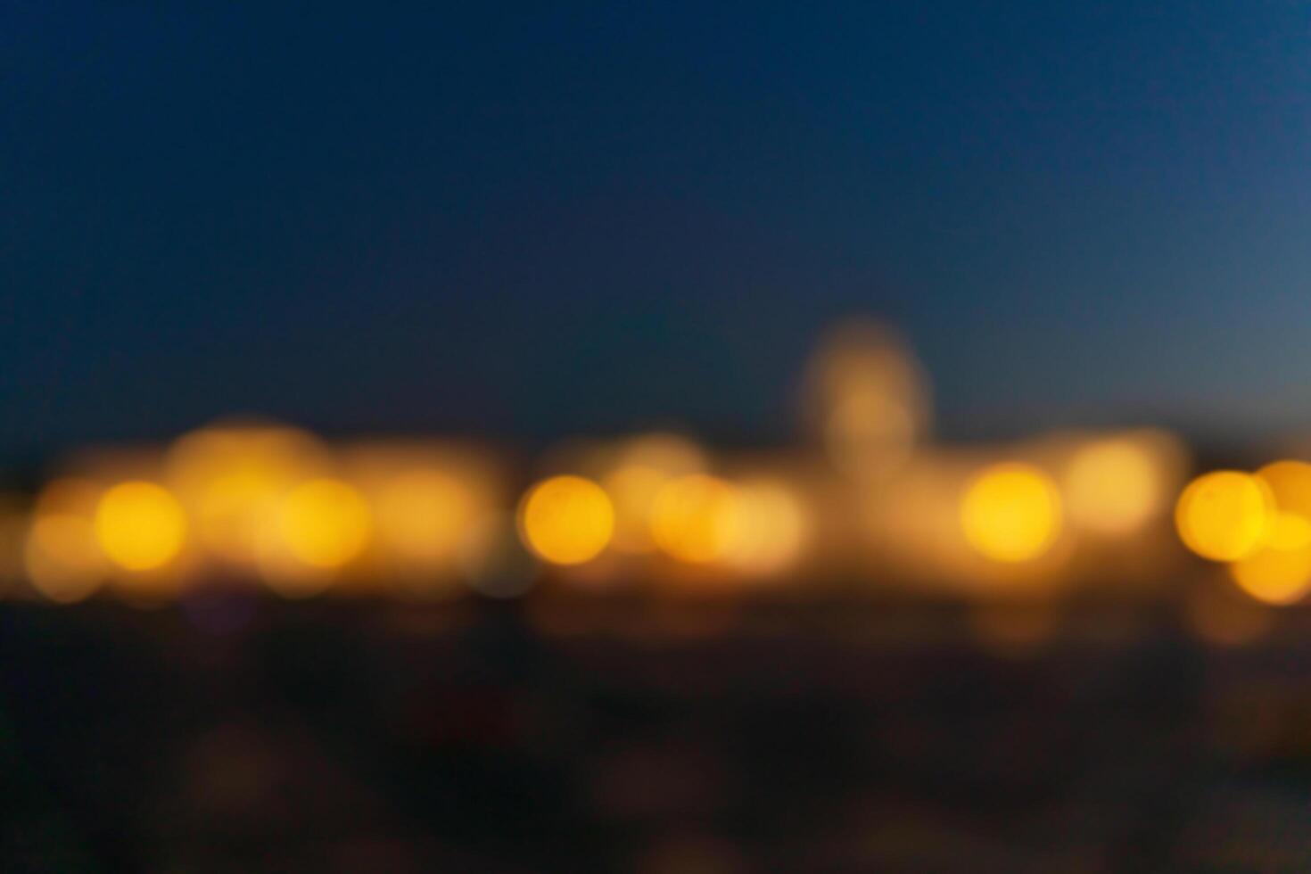 blurred abstract urban background, city lights at night photo