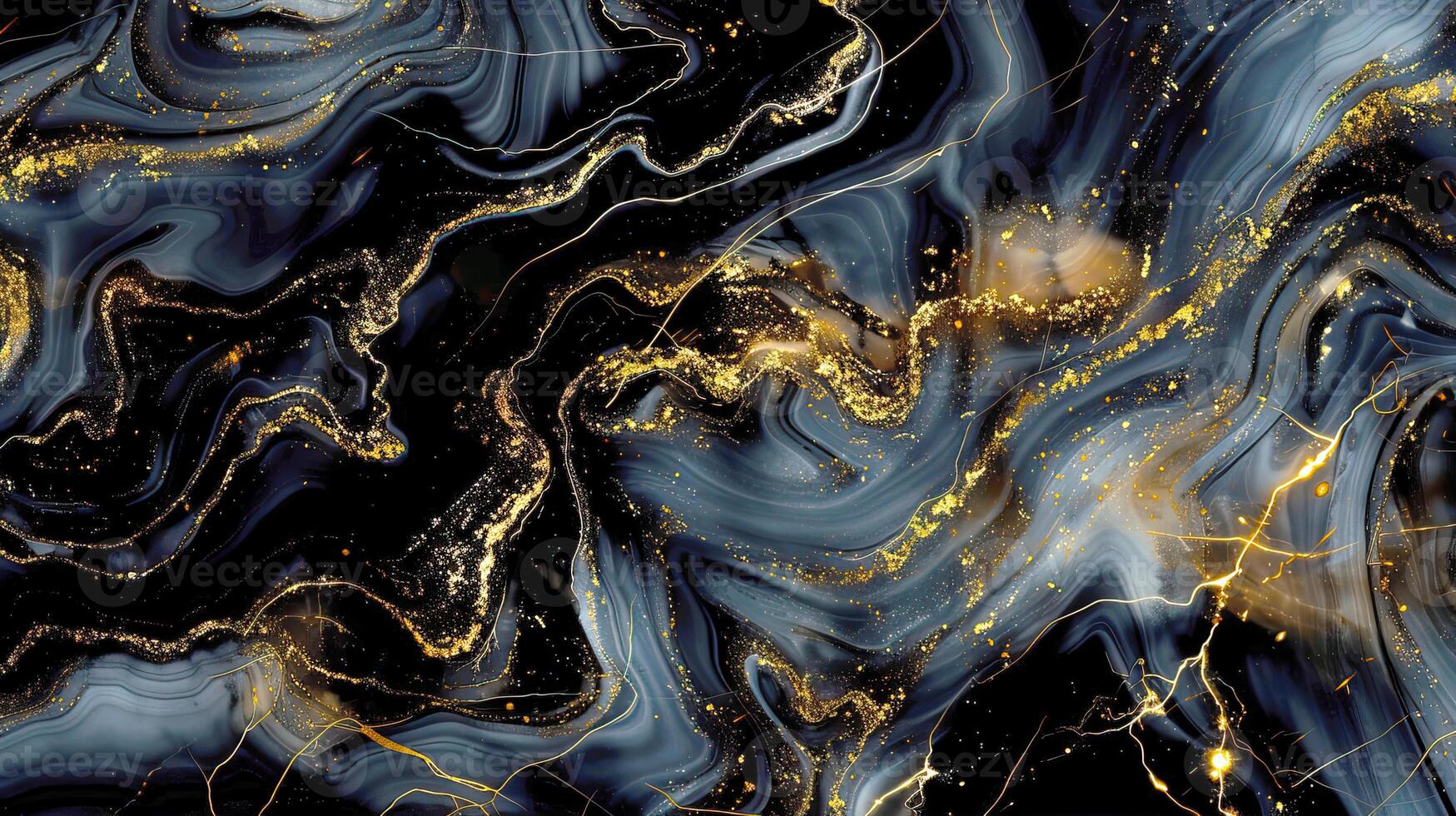 Abstract black and gold marble texture background. Modern luxurious design with fluid vibrant patterns ideal for various creative projects. photo
