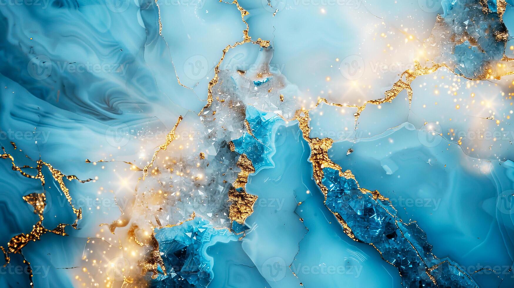 Abstract marble texture with blue and gold veins, perfect for creative backgrounds, graphic design, and artistic projects. photo