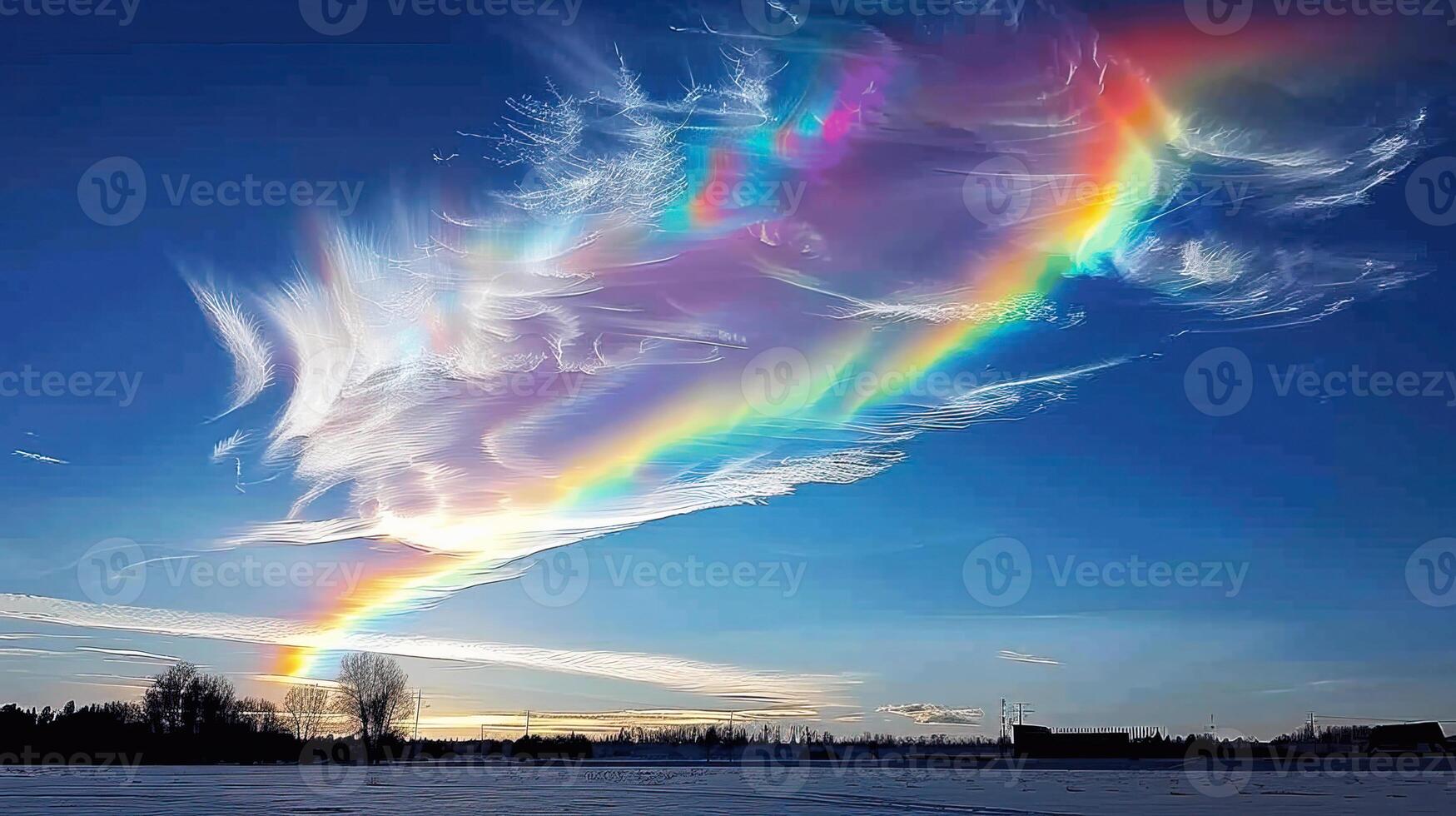 Circumhorizontal arc also known as the rainbow bridge or fire rainbow looks like the clouds emit colored light photo