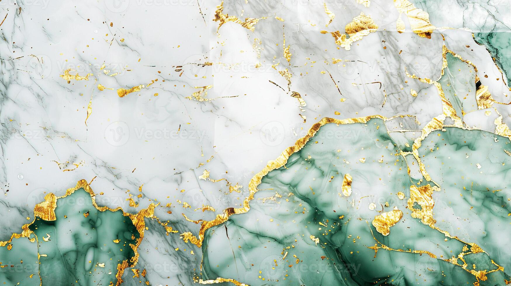 A stunning green and white marble texture with gold veins, perfect for background or design projects. photo
