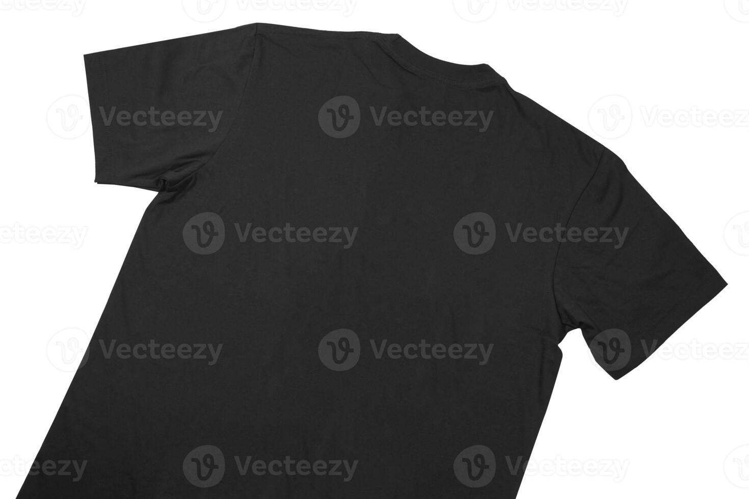 Blank t-shirt black template front and back view on clean background. Short Sleeve mock-up photo