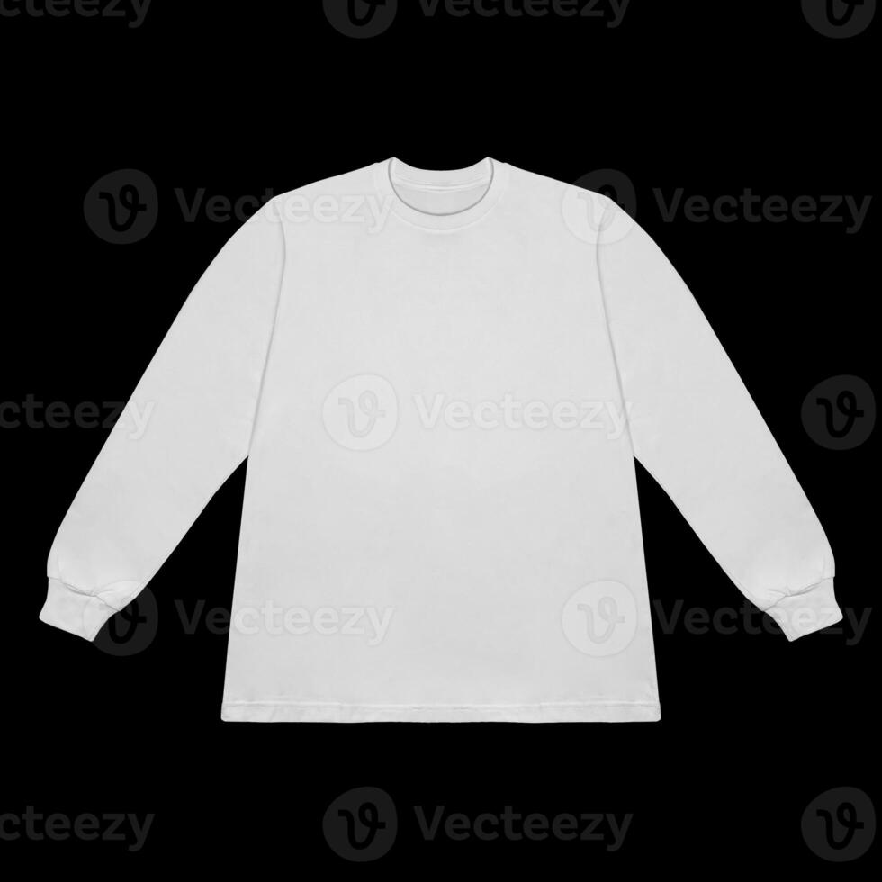Blank white long sleeve t shirt mockup, front and back view, isolated on clean background with clipping path. Long sleeve flatlay Template for design and print. photo