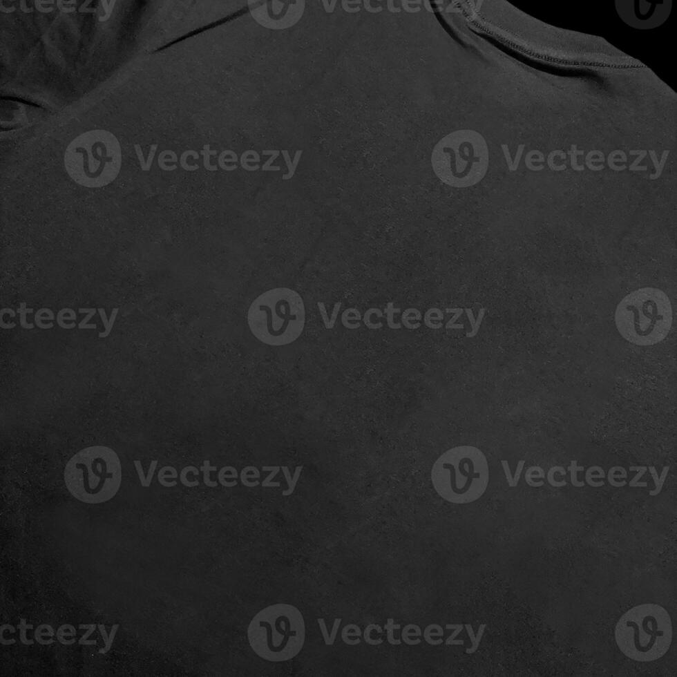 Blank t-shirt black template front and back view on clean background. Short Sleeve mock-up photo