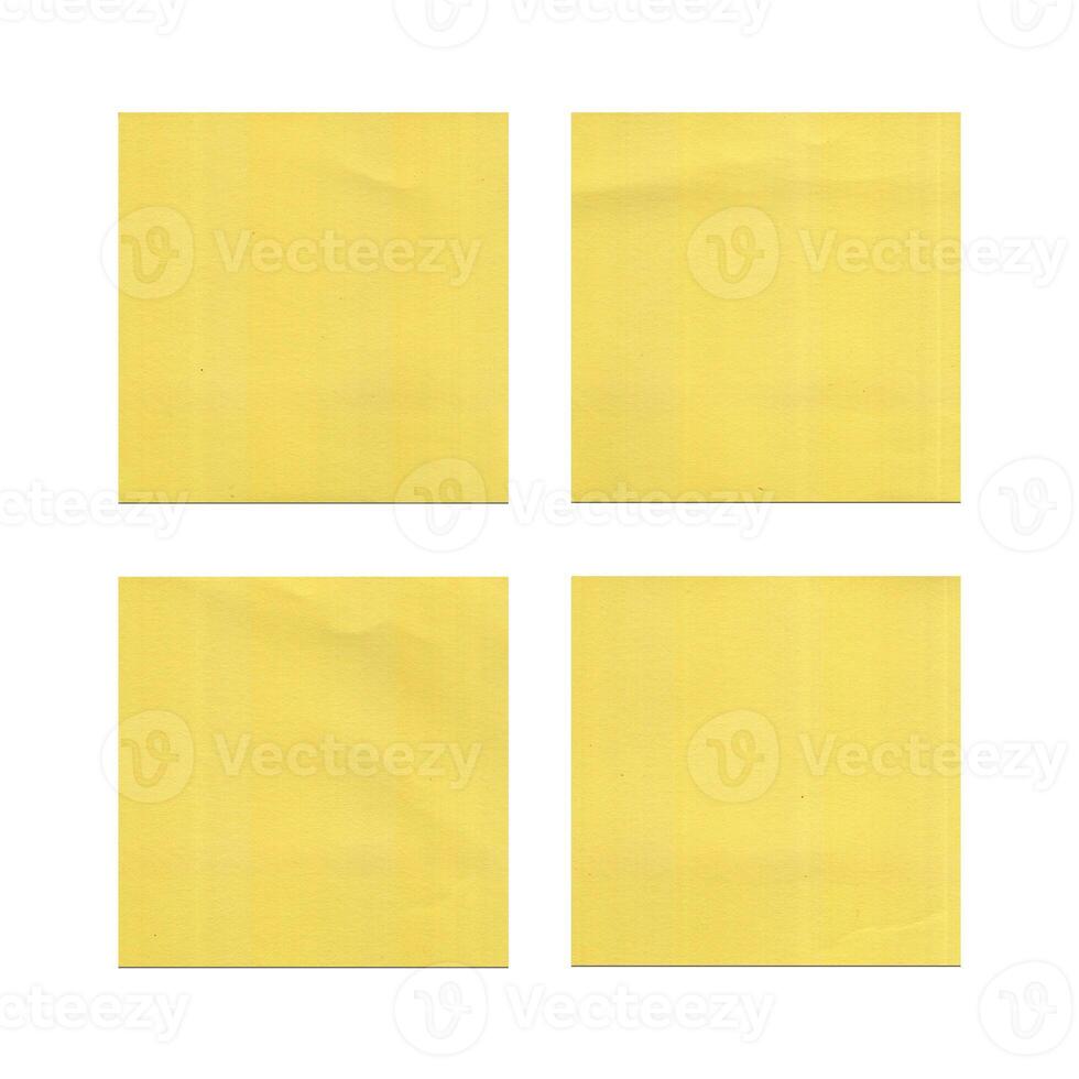 Yellow Blank Memo Sticky Notes Paper with shadow isolated on white background with clipping path. Simple Square Geometry form. photo