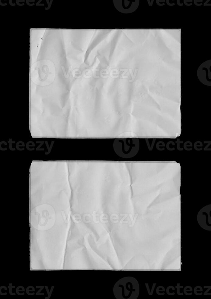 black and white cashier receipt paper. isolated, Crumpled receipt paper on white background with clipping path photo