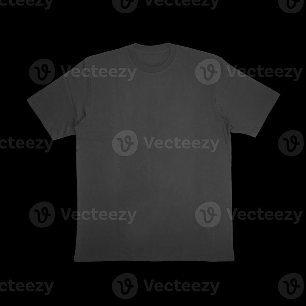 Blank t-shirt black template front and back view on clean background. Short Sleeve mock-up photo