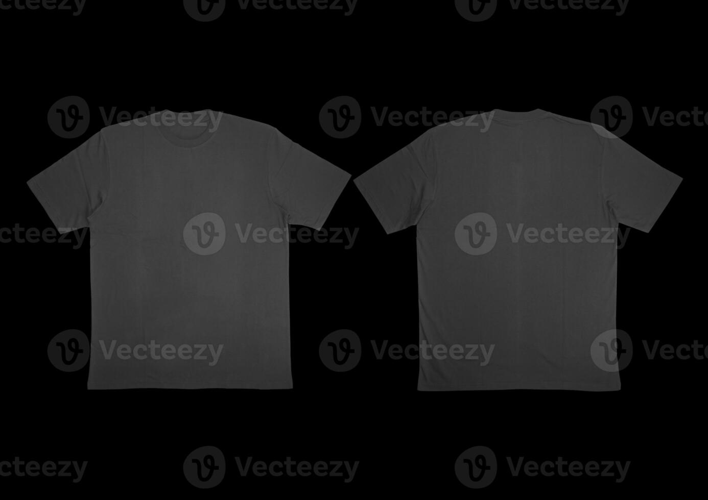 Blank t-shirt black template front and back view on clean background. Short Sleeve mock-up photo