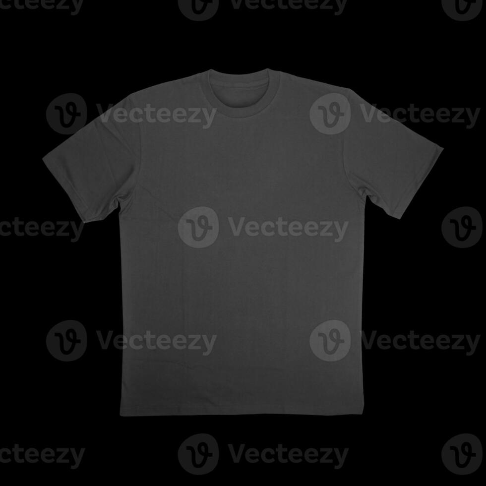 Blank t-shirt black template front and back view on clean background. Short Sleeve mock-up photo