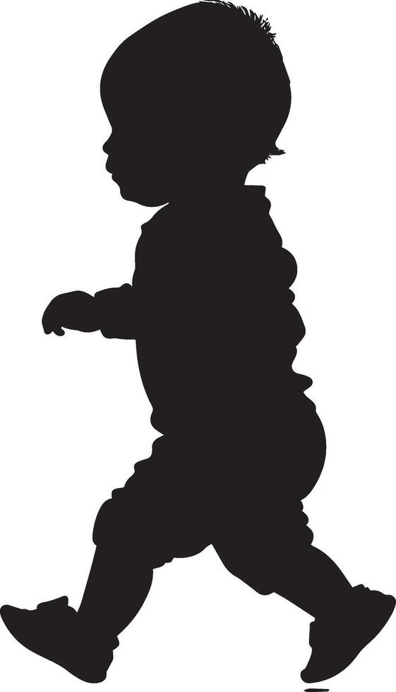 Baby walking full length silhouette black vector