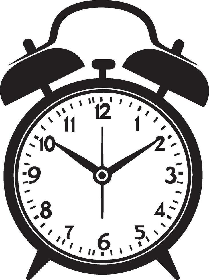 Alarm clock clean simple icon silhouette black vector