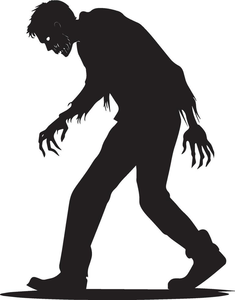 Halloween walking zombie silhouette black vector