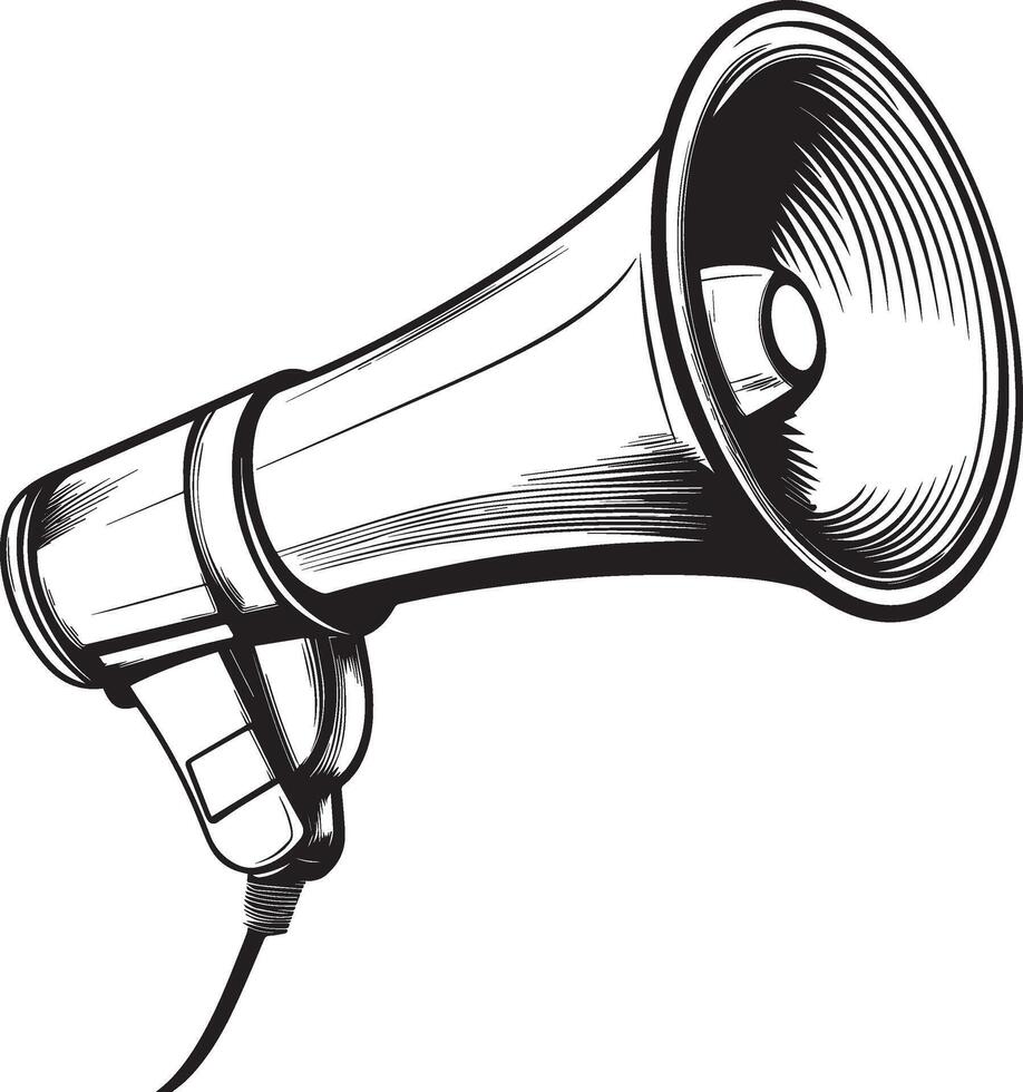 Megaphone clean simple outline black vector