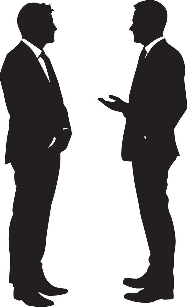 Businessman and businessman discussing full length silhouette black vector