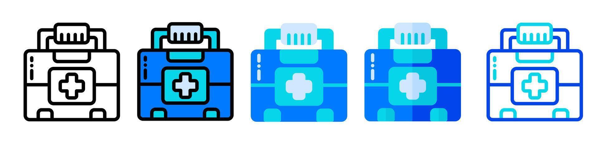 First aid kit icon, medicine box illustration in line, flat, filled style suitable as a symbol of treatment, first aid, health care and accidents. vector