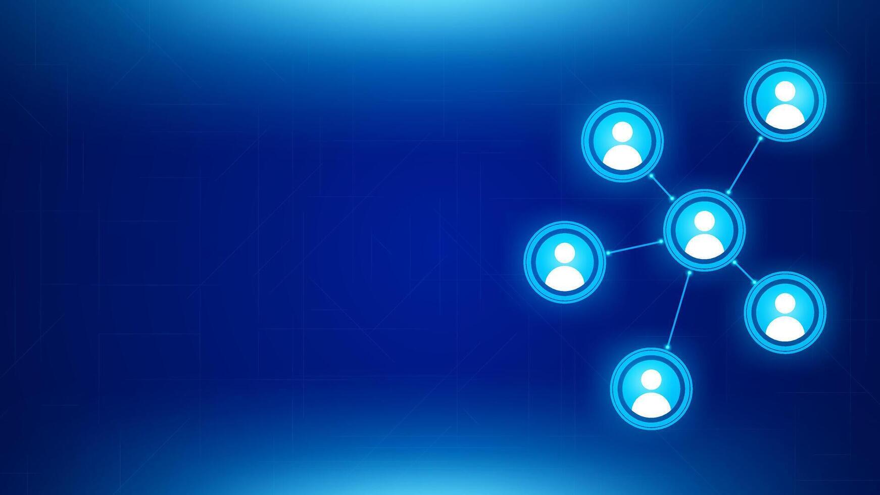 Digital connection background, user network connect on blue light suitable as a banner, website header, and presentations about big data technology, internet, cyber security, and social media. vector