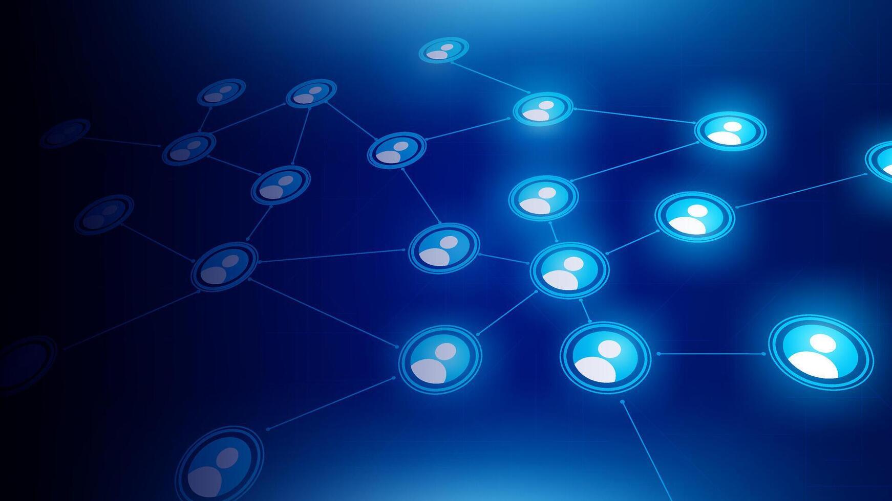User network connection on dark blue background with light blue neon suitable for presentations about futuristic technology, big data, internet, cyber security, innovation, and cloud. vector