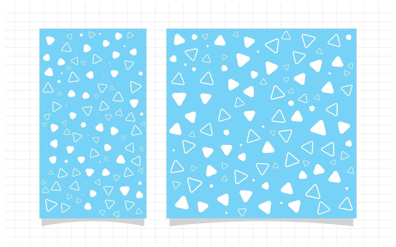 Two blue and white triangles on a sheet of paper vector