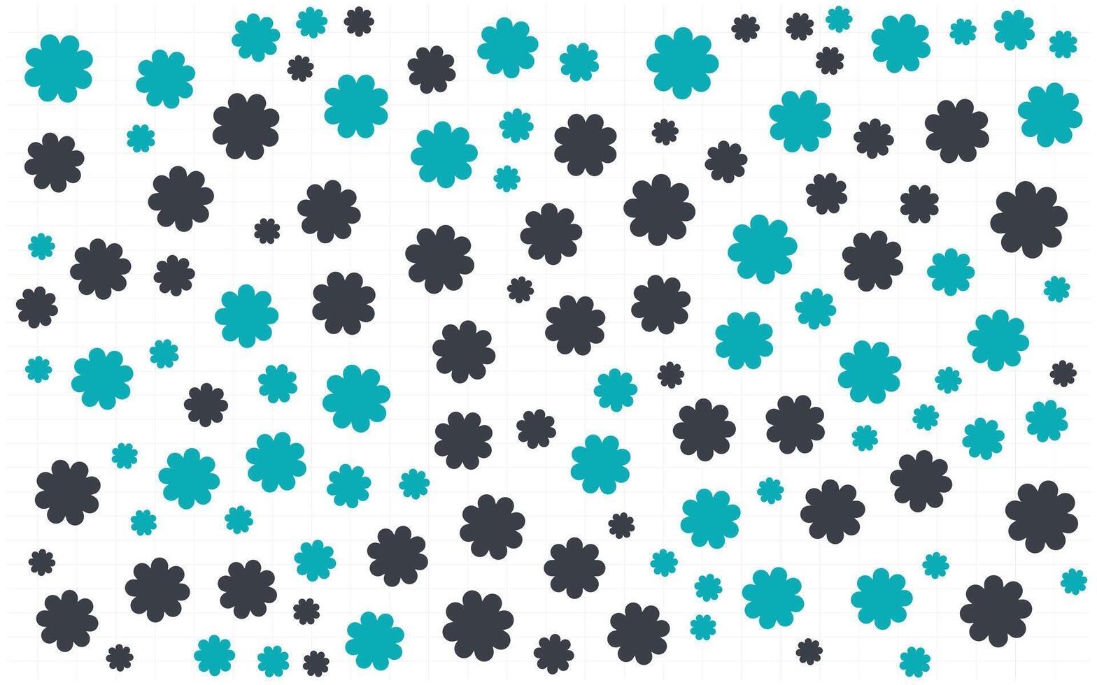 A pattern of black and teal flowers on a white background vector