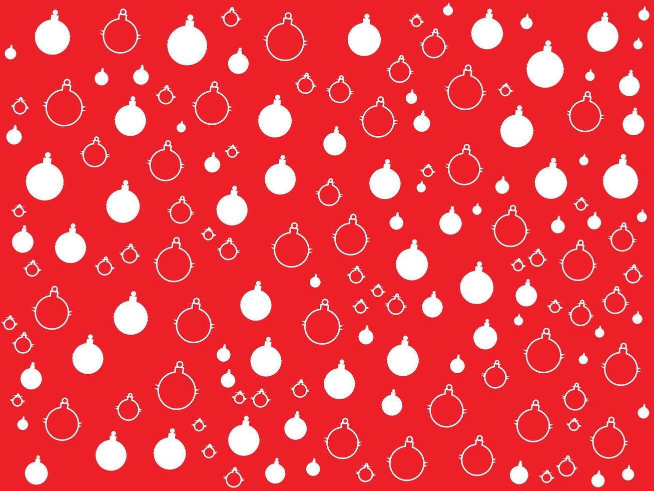 A red background with white christmas balls vector