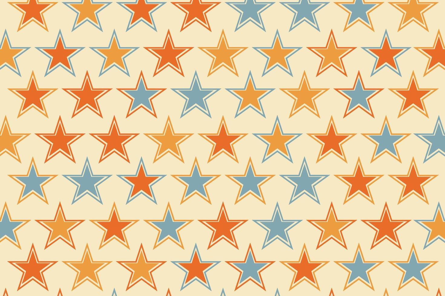 A star pattern with orange, blue and white stars vector