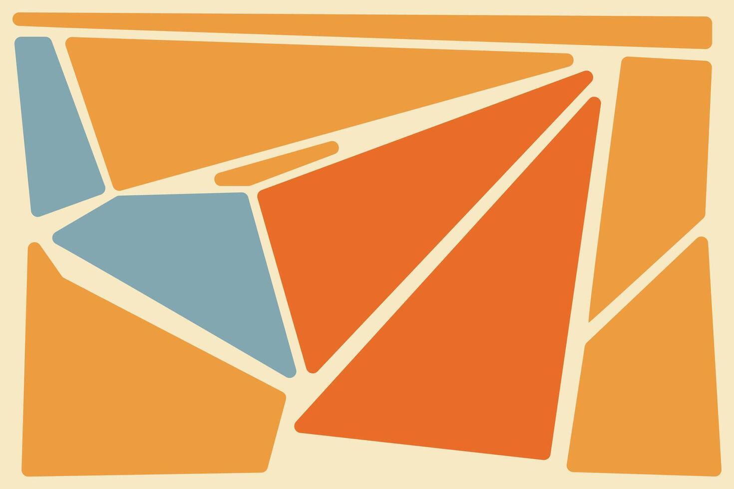 A poster with an orange, blue and white design vector