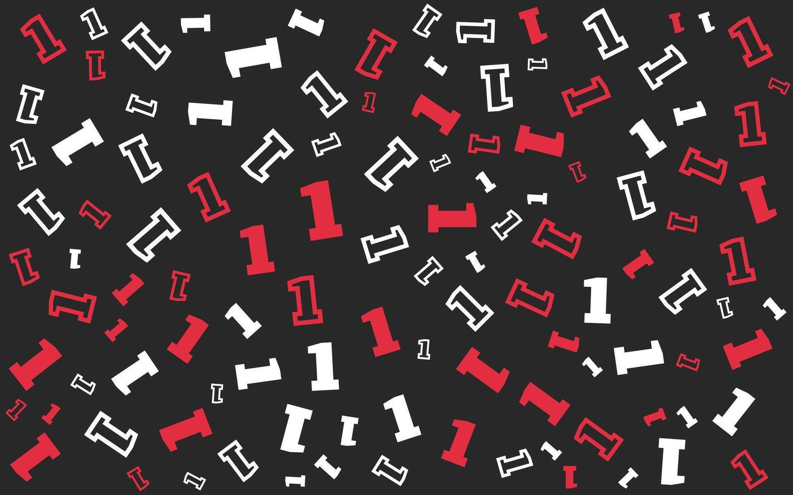 A black and white background with red and white numbers vector
