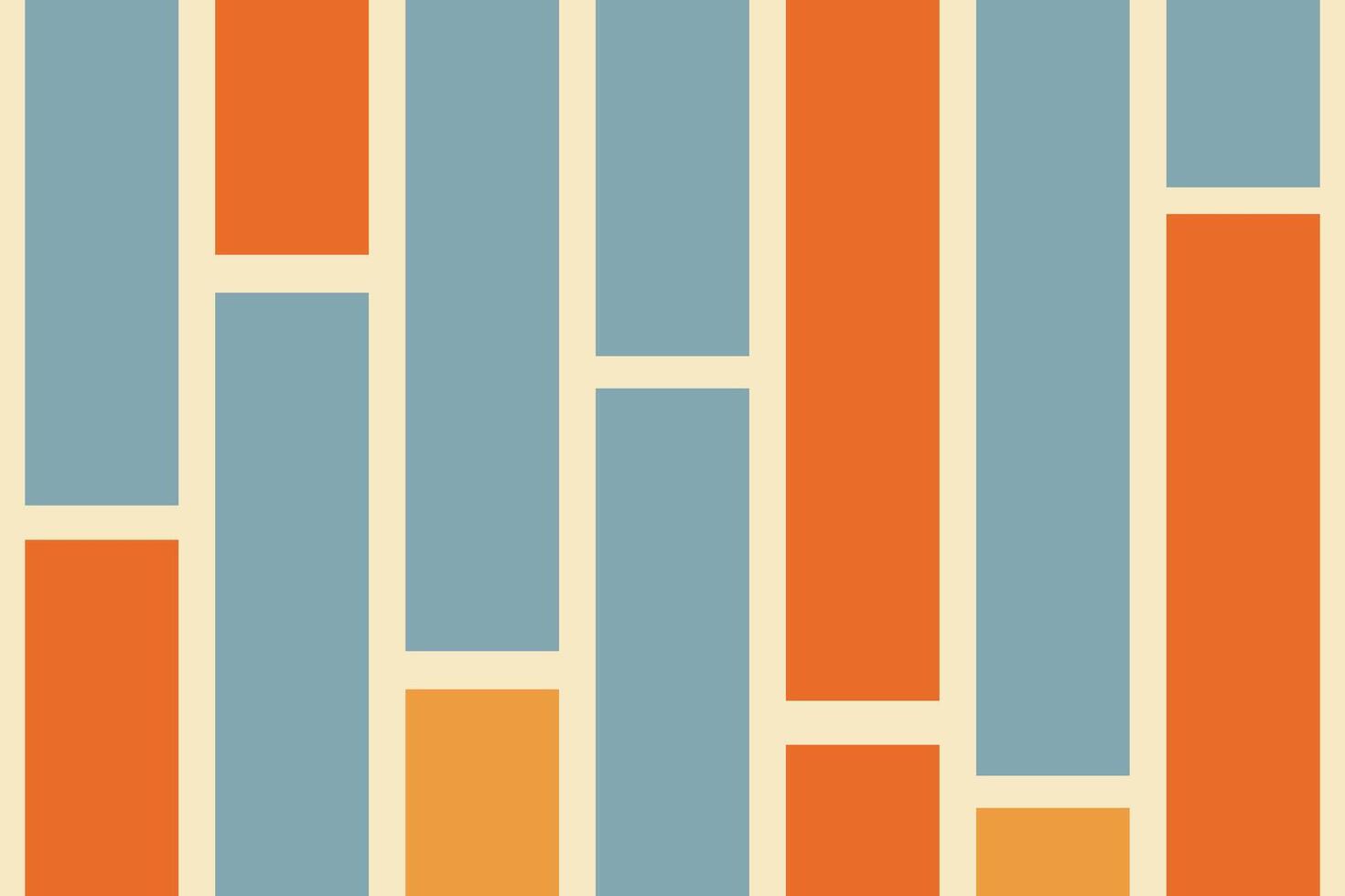 A blue and orange striped background with squares vector
