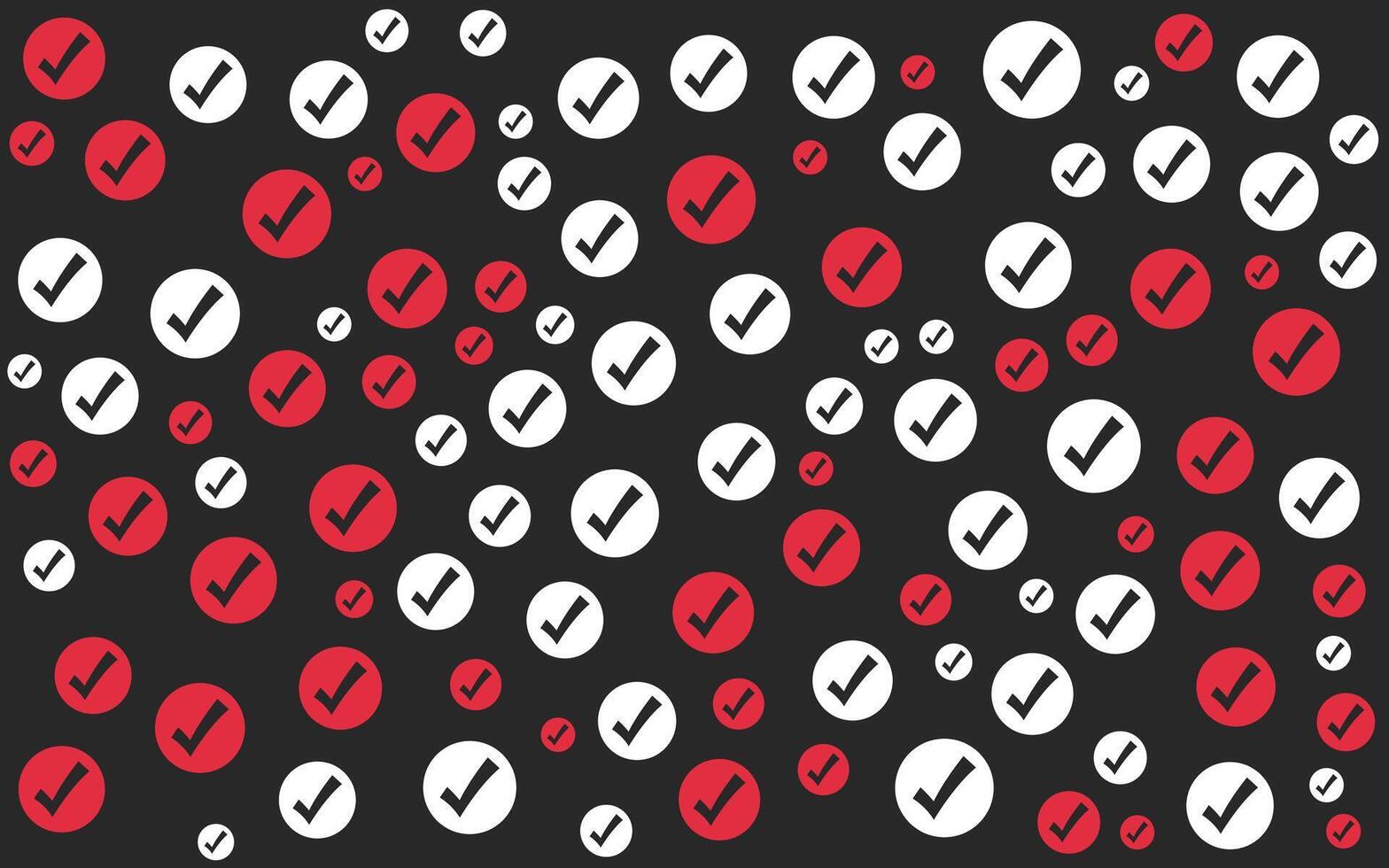 A black and white pattern with red and white check marks vector