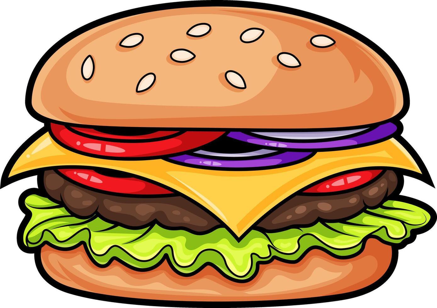 Cheeseburger Design - Ready to Eat - Illustration of a hamburger illustration vector