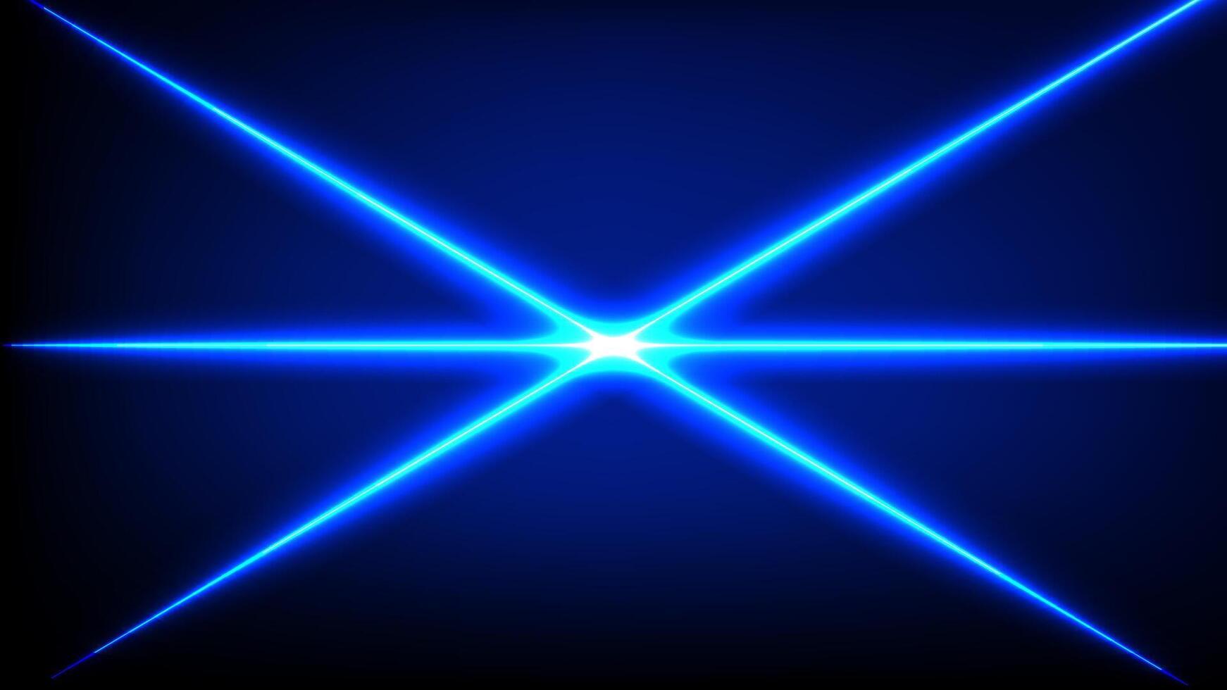Glowing blue line laser with dynamic light effects for abstract background vector