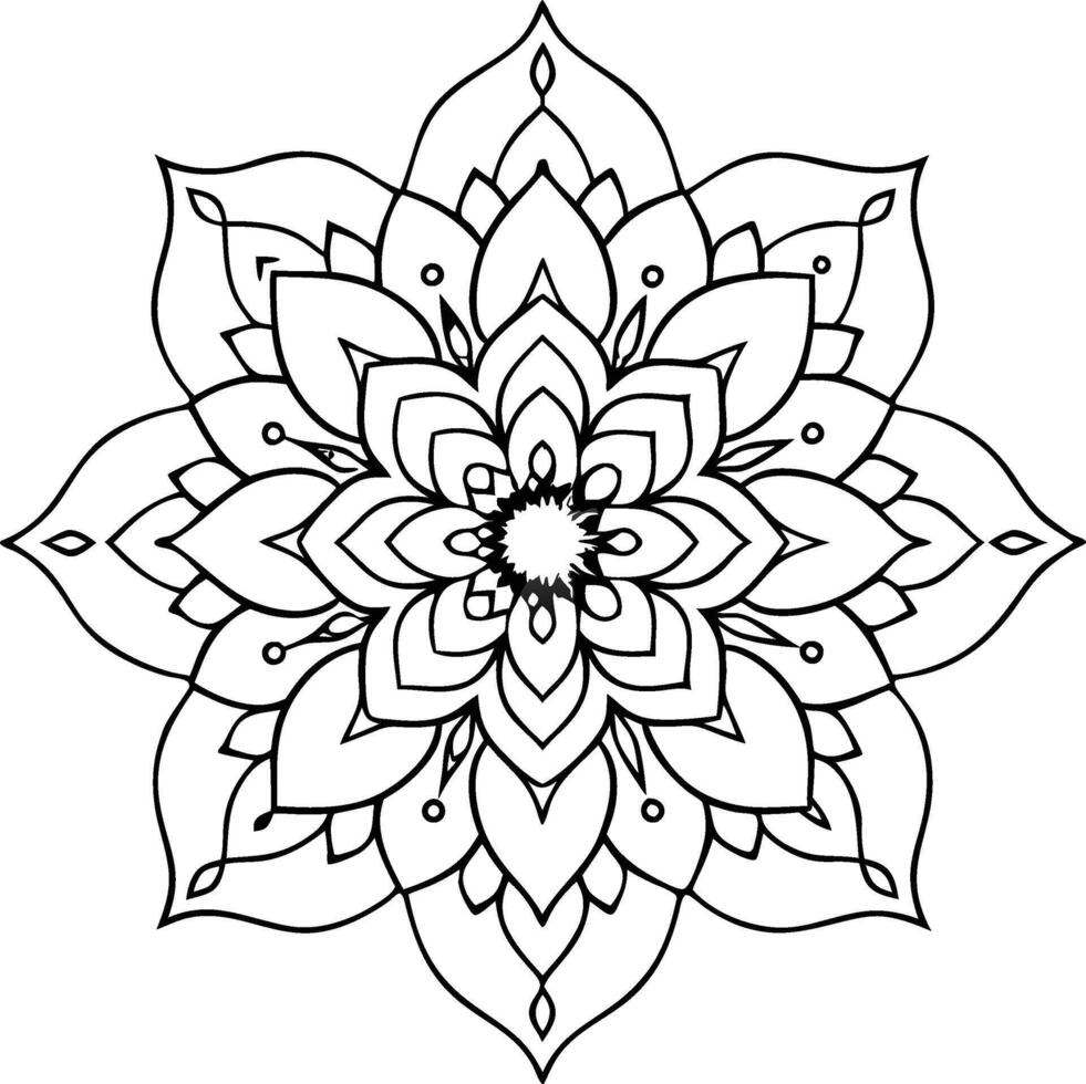 A flower coloring page with a large flower vector