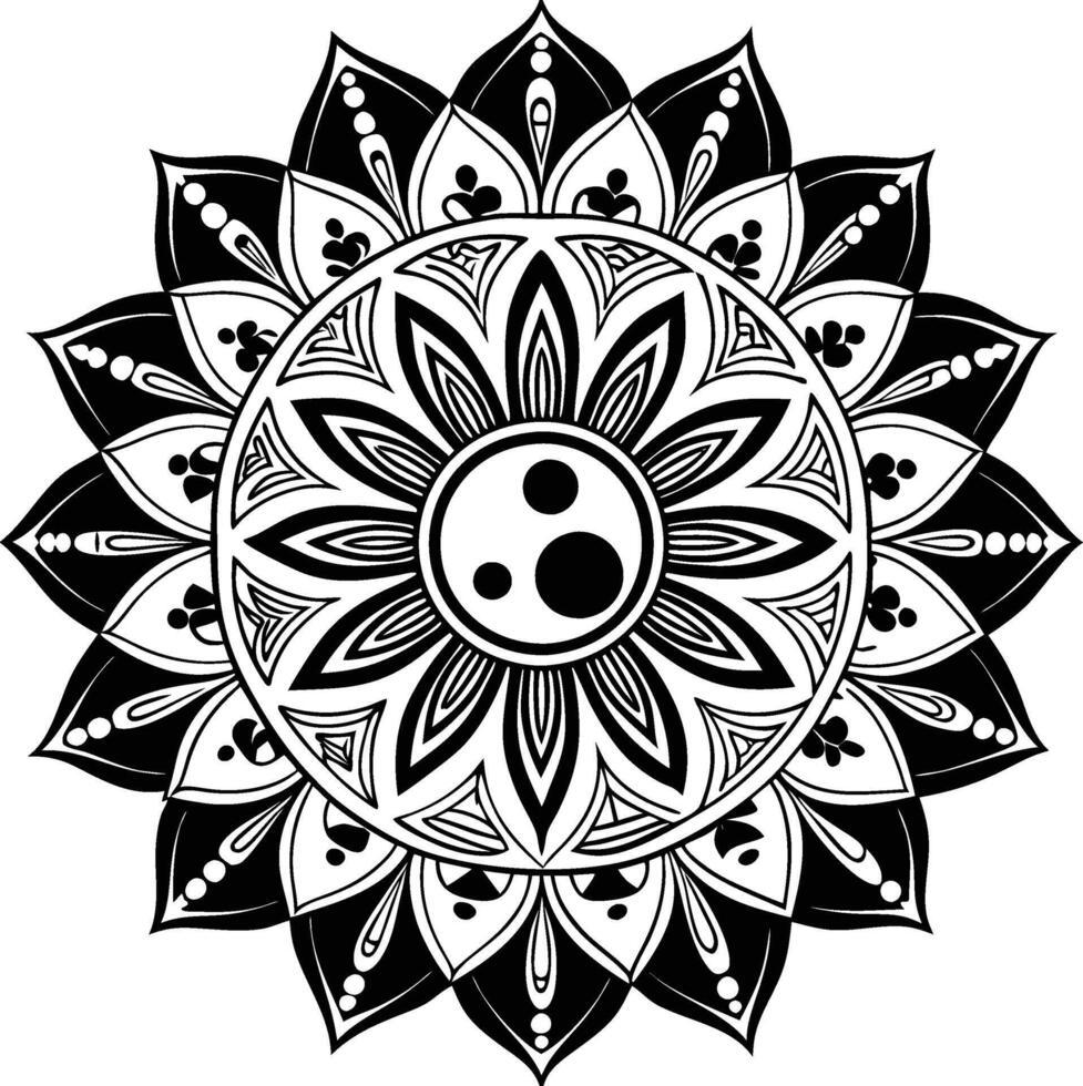 Lotus flower mandala pattern with traditional ornament border vector