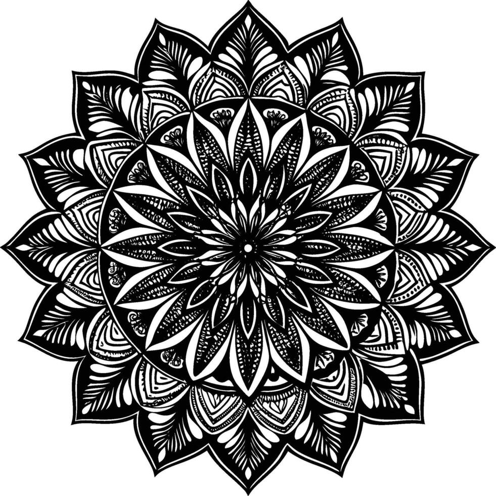 Lotus flower mandala pattern with traditional ornament border vector