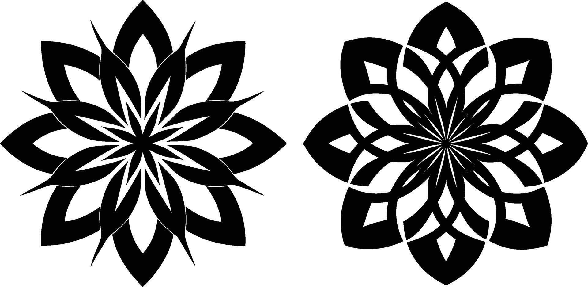 Two black and white designs of flowers vector