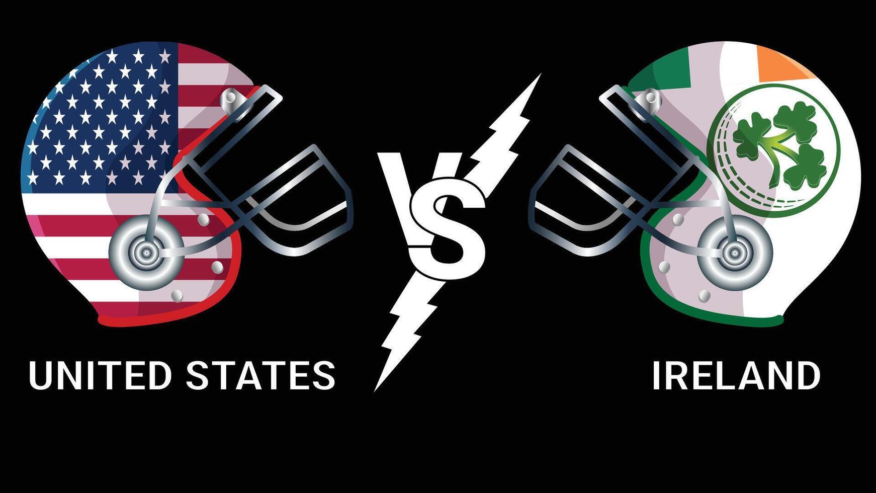 United States vs Ireland 3D Illustration of Cricket Helmets and Flags vector