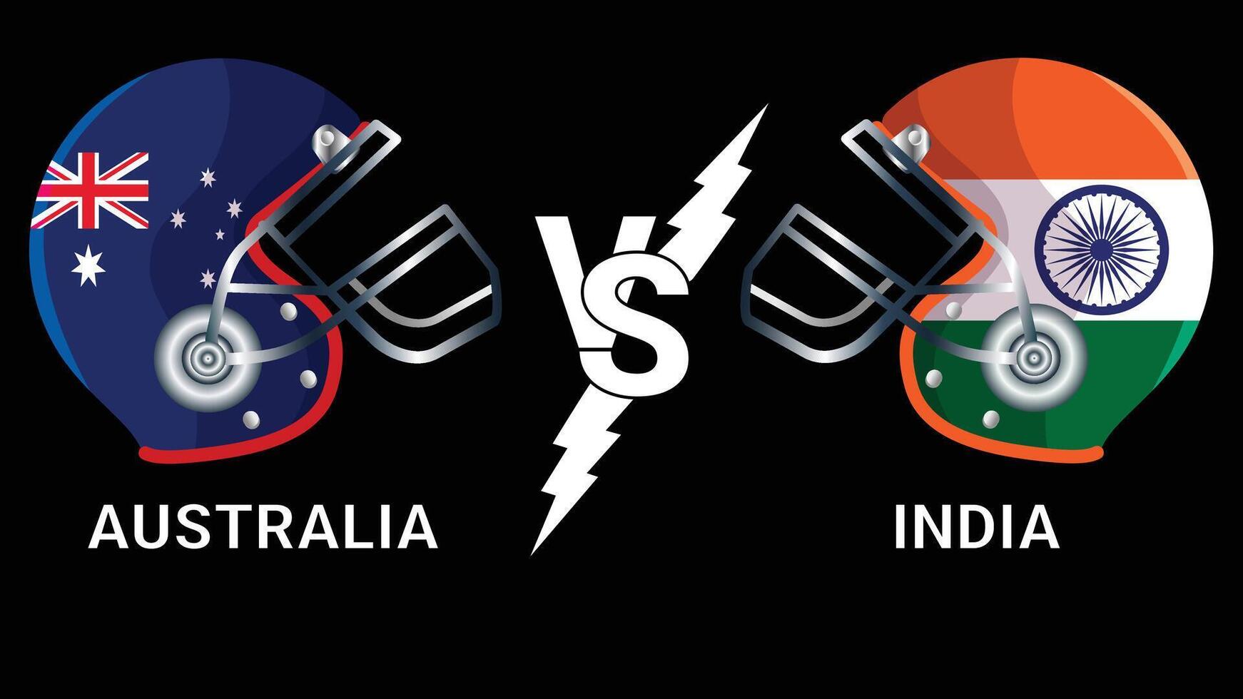 3d illustration of australia and india flags on cricket helmets for versus match with black background vector
