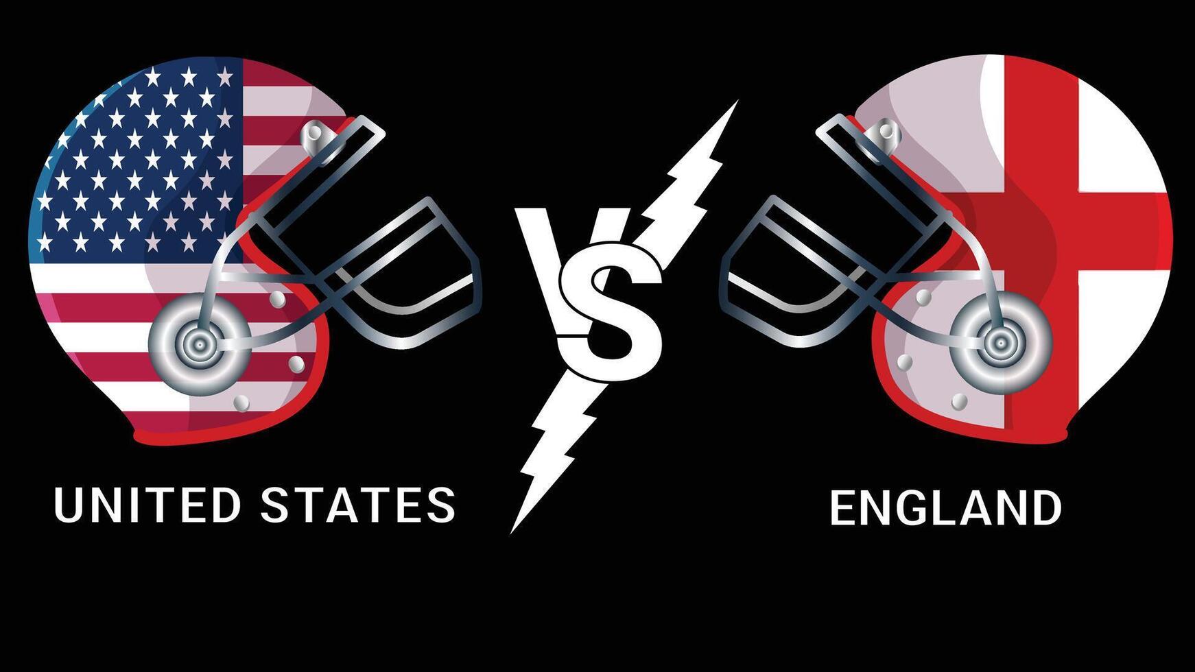 3d illustration of united states and england flags on cricket helmets for versus match with black background vector