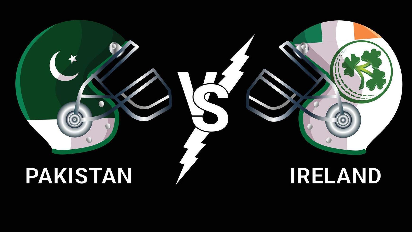 Cricket Match Pakistan vs Ireland 3D Flags on Helmets vector