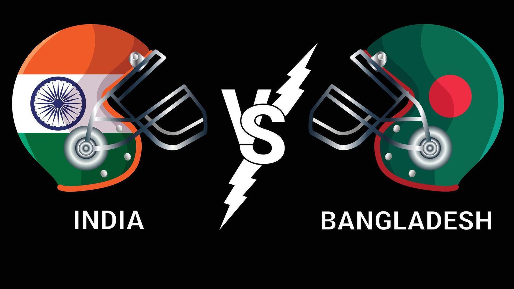 India vs Bangladesh 3d illustration flags over cricket helmet for versus match with black background vector