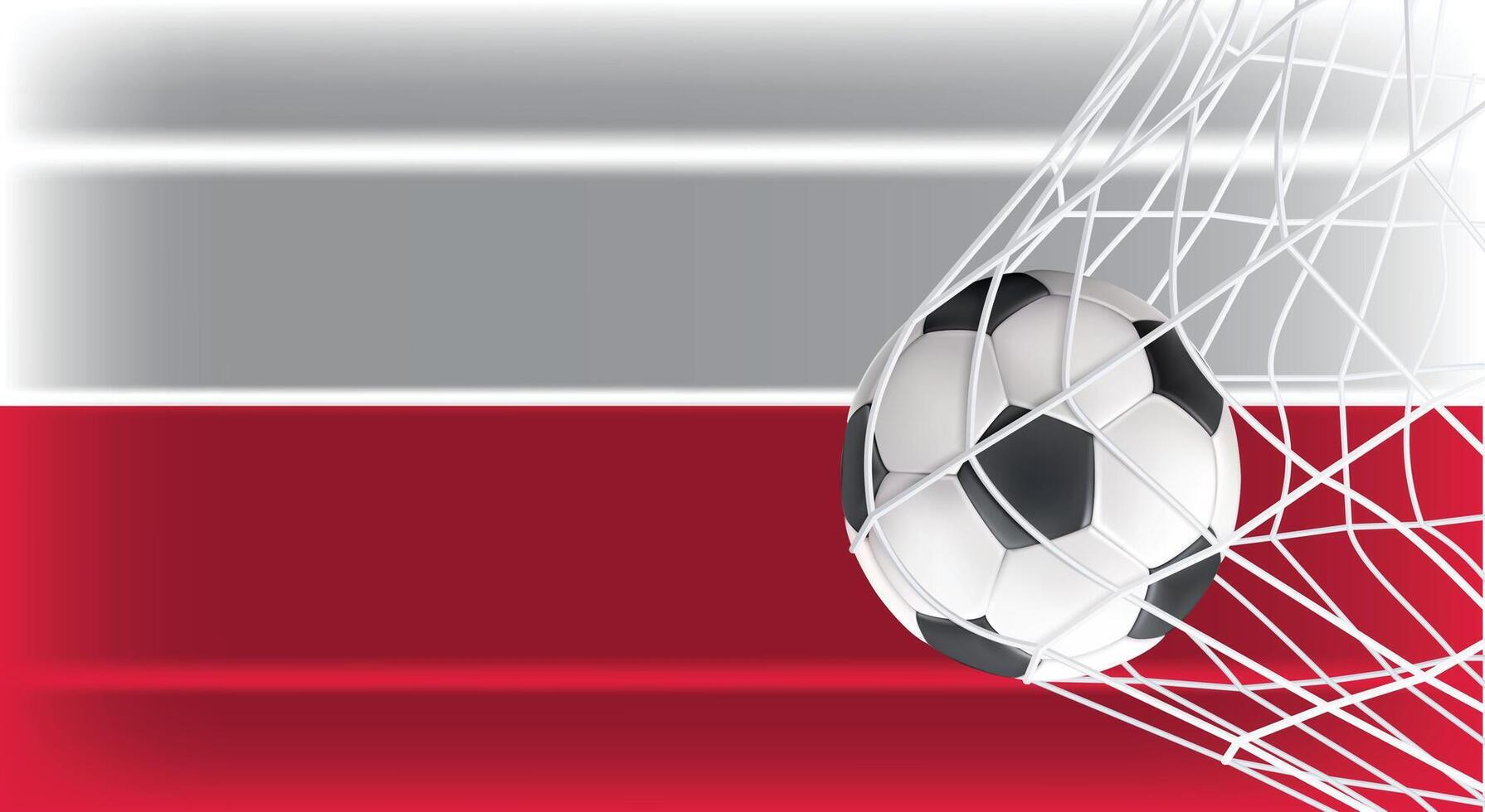 Soccer or Football ball in Goal Net Isolated on Poland Shaded Flag, Sports Accessory Equipment for Playing Game, Championship vector