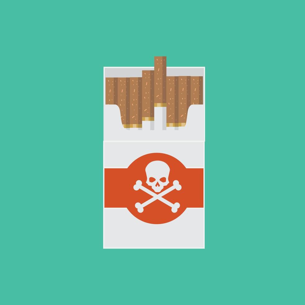 Cigarettes pack on green background vector